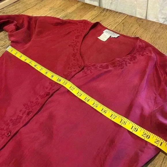 VINTAGE JACOB red  silk blouse size S - Picture 9 of 9